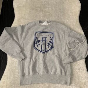 Champion Reverse Weave Gray Pullover‎ Sweater Size Medium Mitchell College Buss